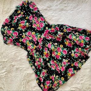Love Culture Floral Black Flared dress sz S